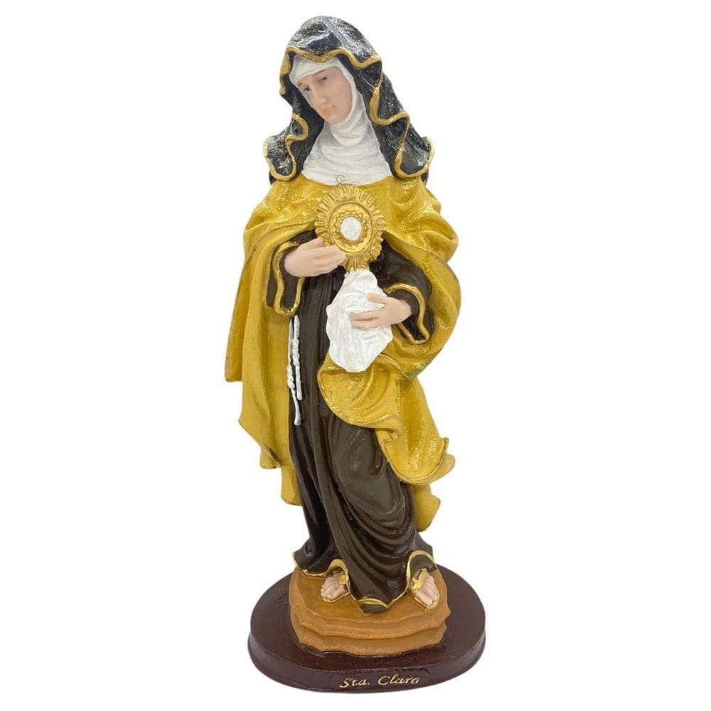 Escultura Santa Clara 30 Cm Em Resina - Traz Paz