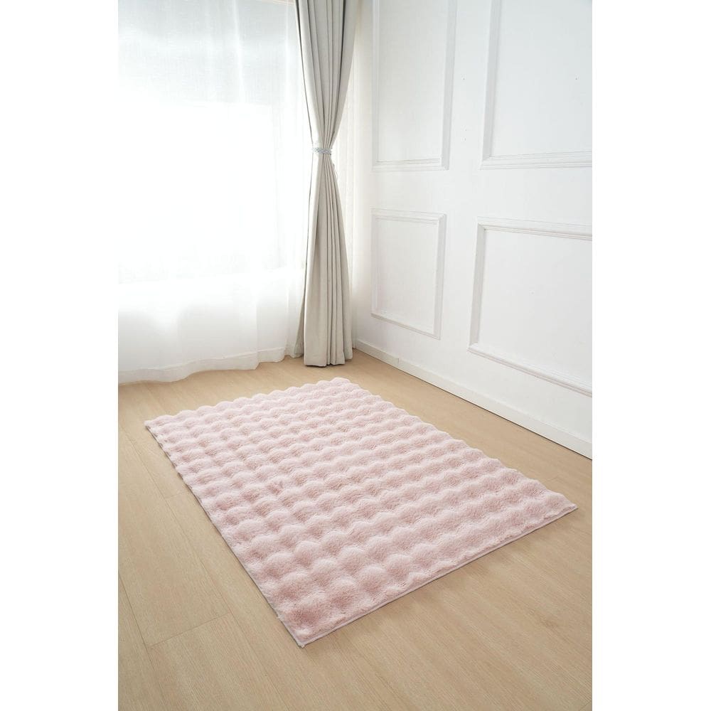 Tapete Pelo Alto Ondulado Waves 100X140Cm - Jolitex - Rosa