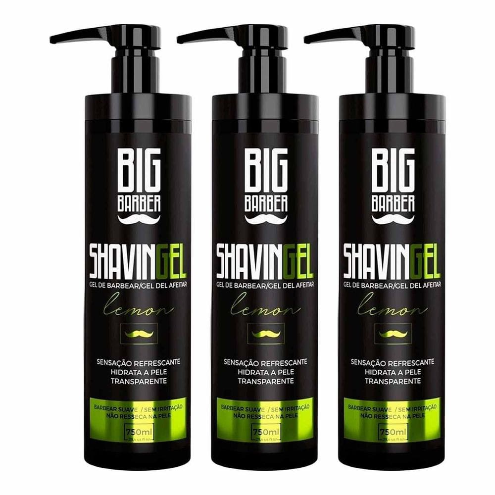 Kit 3X Shaving Gel De Barbear Lemon 750Ml Bancada Big Barber