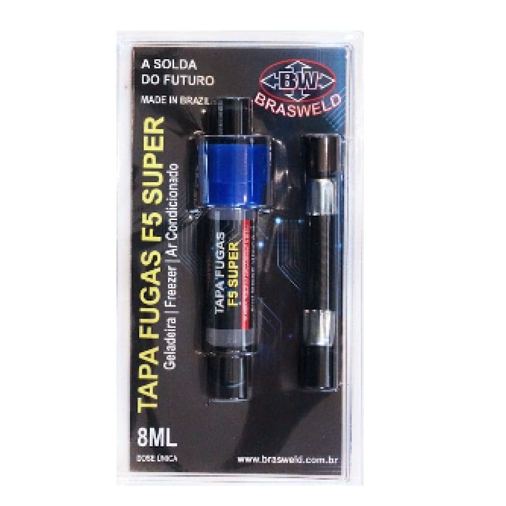 Tapa Fugas Brasweld F5 Super 8ML com Mangueira para Refrigerador e Ar Condicionado