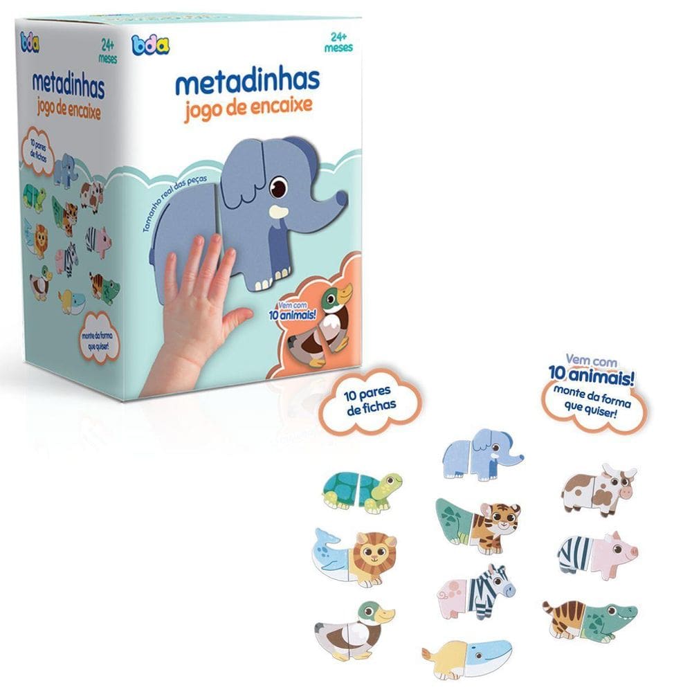 Jogo De Encaixe Infantil Metadinhas Animais 3184 - Toyster