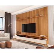 Rack Vivare com Painel Versátil para Tv até 90 Polegadas 220cm Nature com OffWhite - Rede Móveis