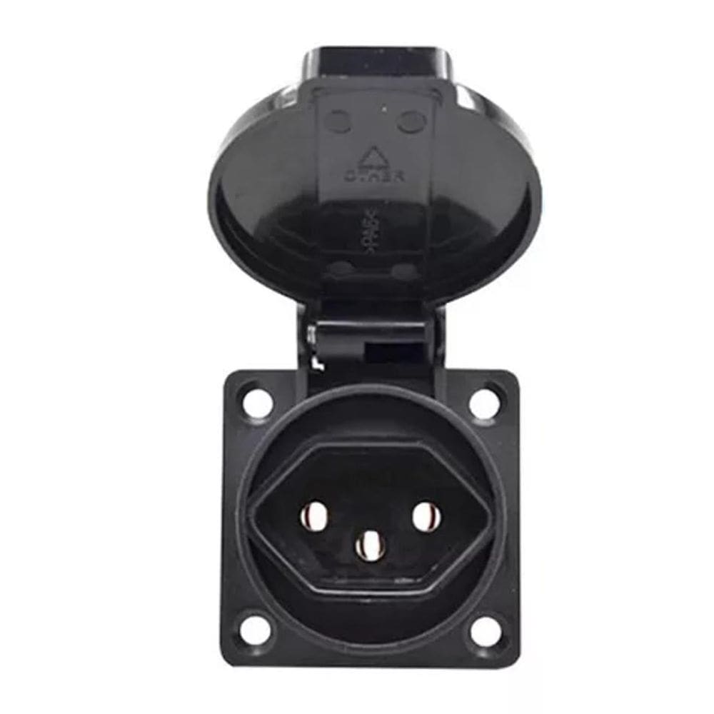 Tomada à Prova de Água 10A 250VAC Preta