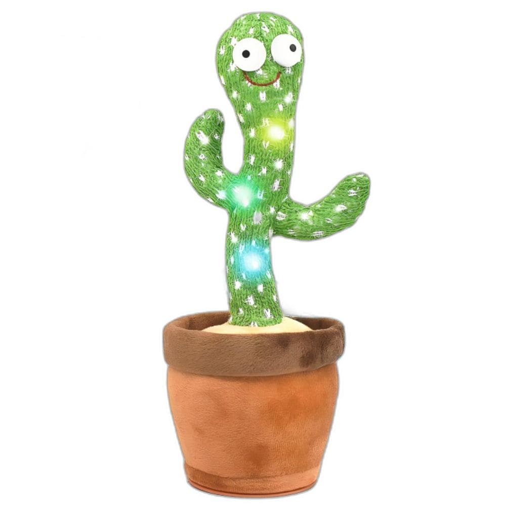 Luz Usb Cacto Musical Dançante Pelúcia Recarregável