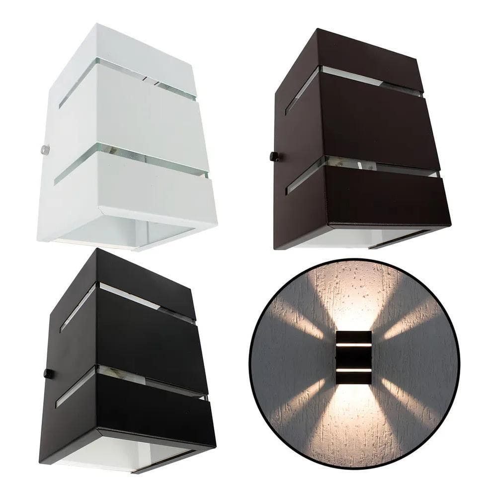 Arandela Externa 2 Focos E Frisos Parede Muro + Led Incluso