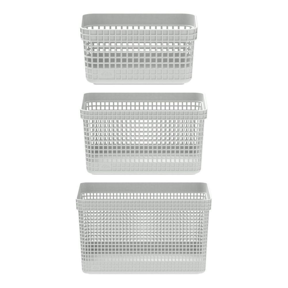 Cj 3 Caixas Organizadoras Cestos Grid Closet Quarto Bebê