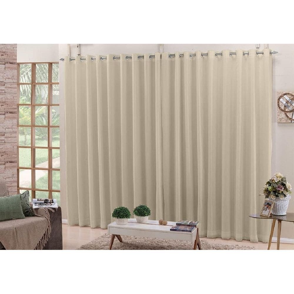Cortina Voil Pérola 4,00X2,50 Blackout Tecido Corta Luz 100%