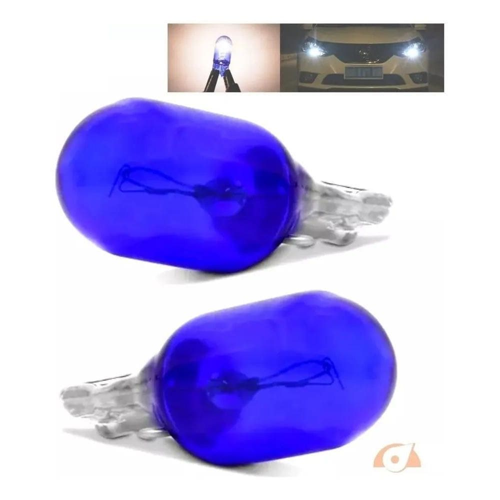 Par Lâmpada T10 W5W Pingo Halogeno Super Branca 12V Azul