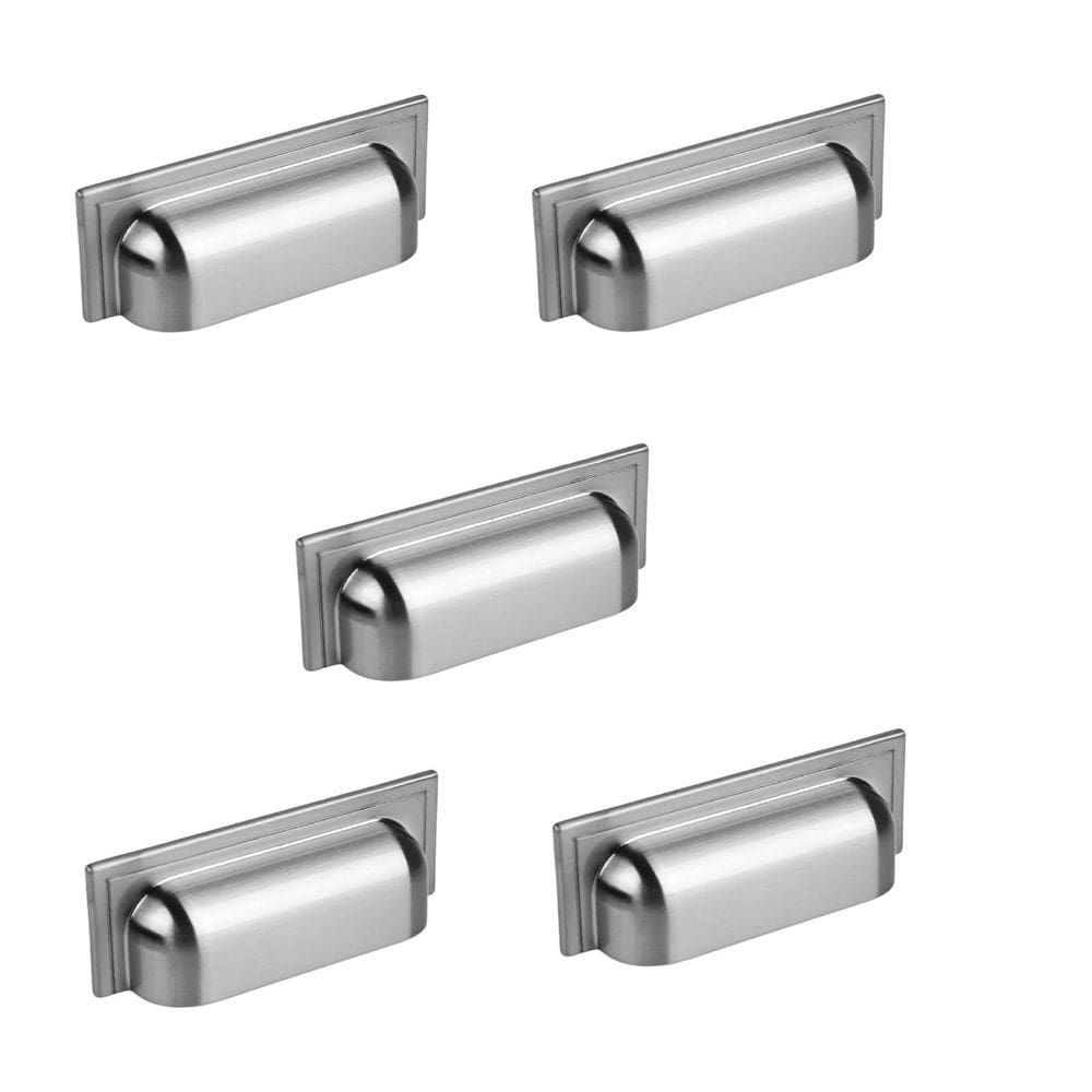 Kit 5 Puxador Plymouth Zen Niquel Escovado Concha 80Mm