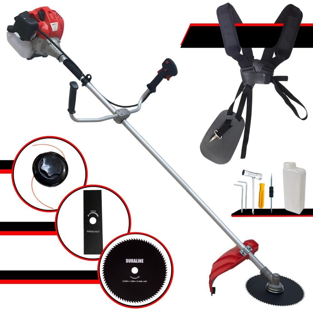 Roçadeira Anmax CG520P TB À Gasolina de Alta Performance 52cc 2,2HP 2T 10.000rpm Com Carretel Nylon + Faca 2 Pontas + Faca Circular 80 Dentes