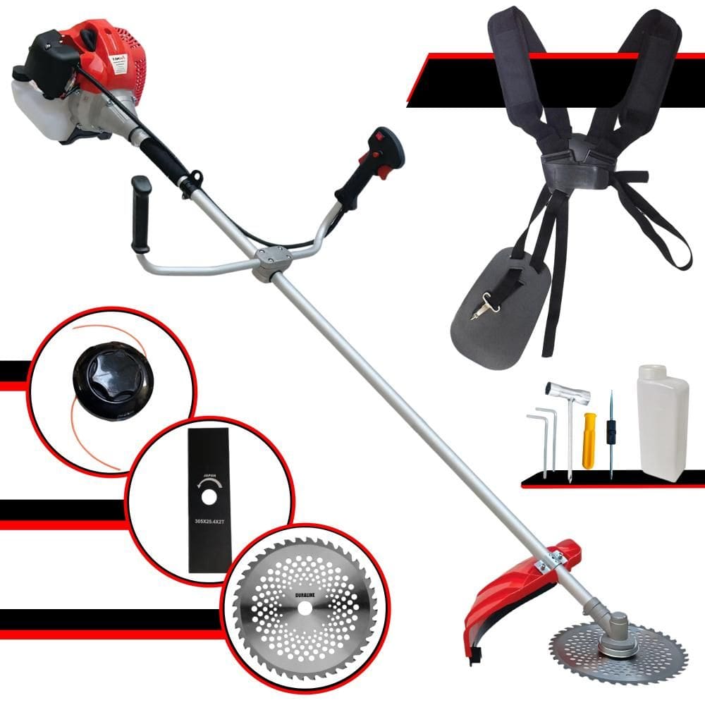 Roçadeira À Gasolina Anmax CG520P-TB Motor 2T 52cc 2,2HP 10.000rpm 3 Em 1 Com Carretel de Nylon e Lâmina Facão + Lâmina Circular 40 Dentes Vídea