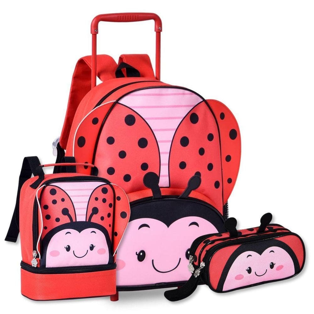 Mochila De Carrinho Com Lancheira E Estojo Escolar Feminino
