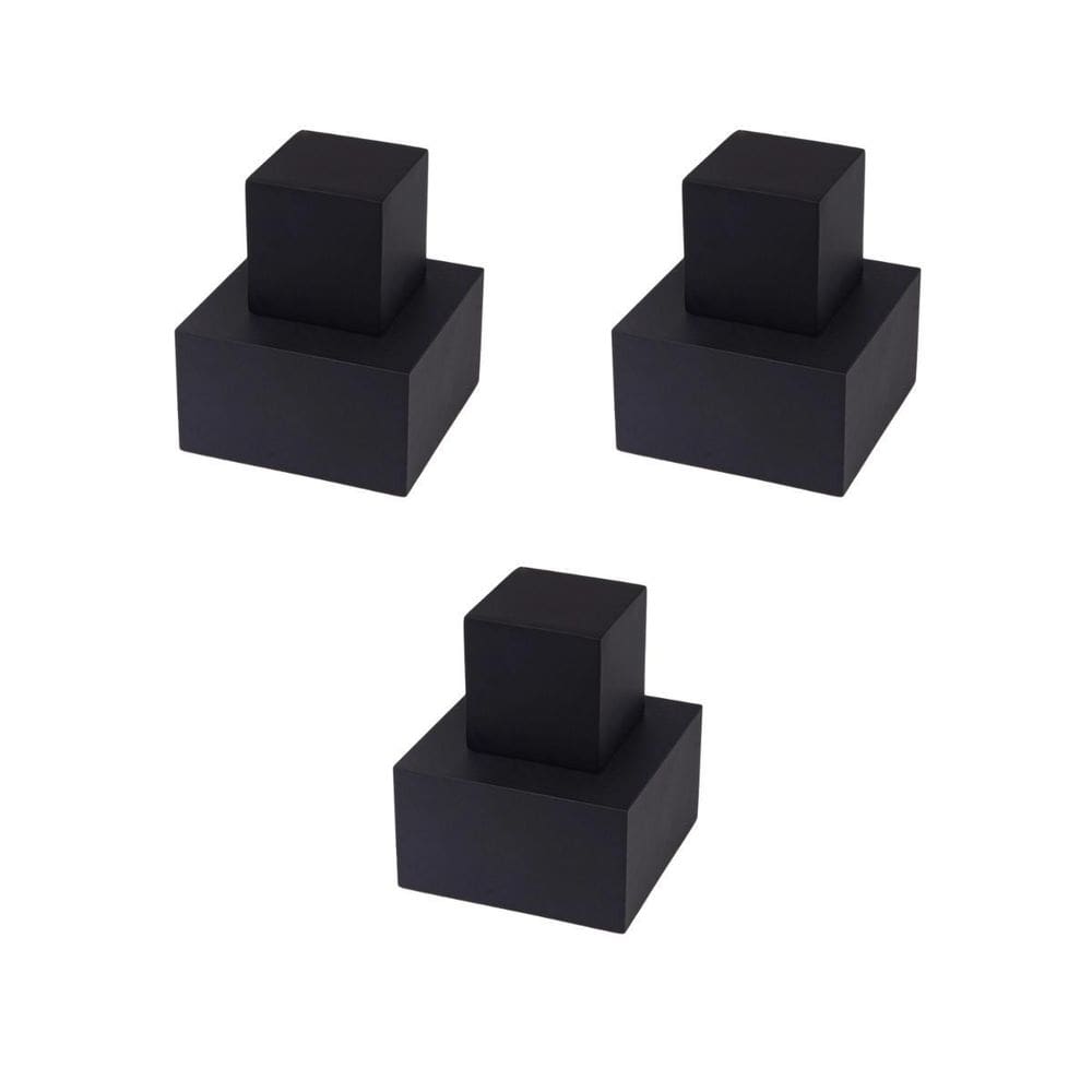 Kit 3 Acabamentos De Registro Quadrado Para Deca 50Mm Preto