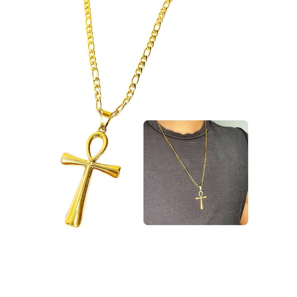 Cordão Corrente Masculino 70Cm Longo 2Mm Pingente Cruz