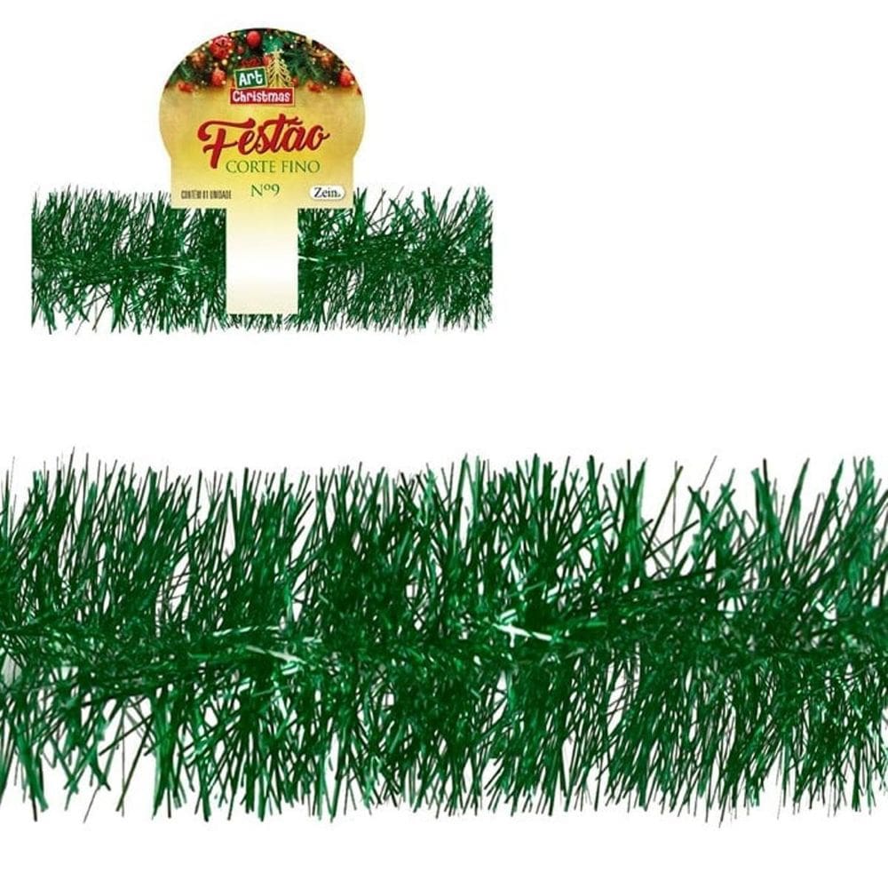 Festão Corte Fino Verde 9Cmx2M - Zein