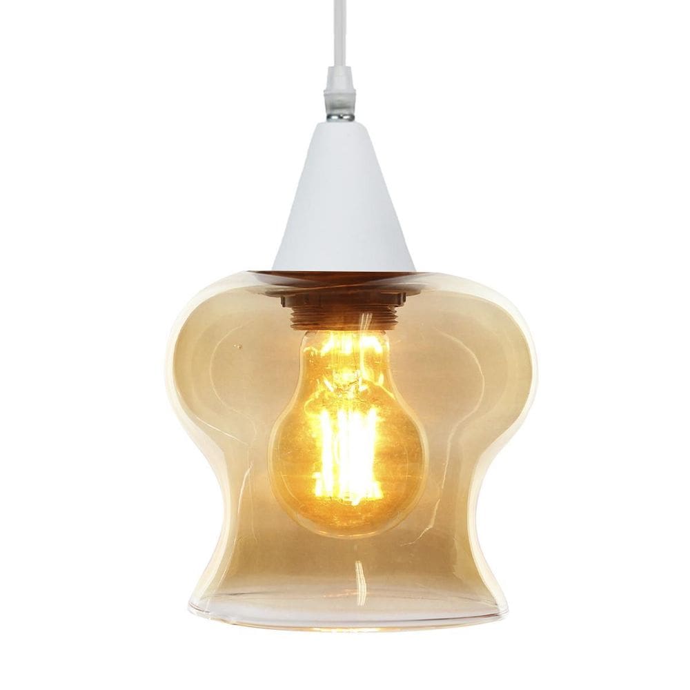 Lustre Pendente Taschibra Aisha Liso Conhaque Bivolt Branco