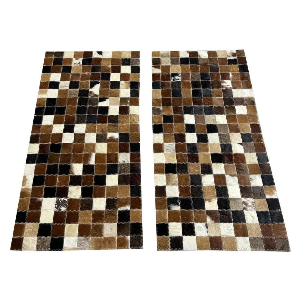 2 Tapete Couro Beira Cama Marrom Misto Escuro 0,50X1,00 S/B