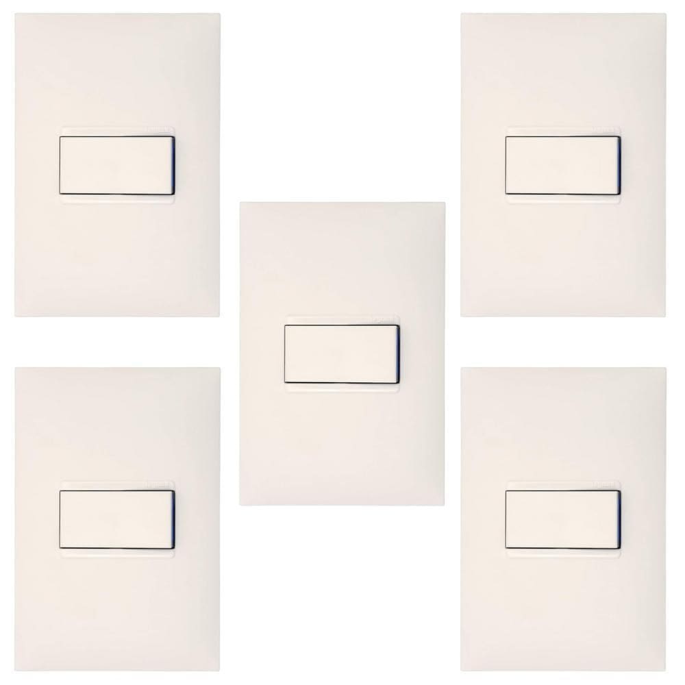 Kit 5 Conjuntos Interruptor Simples 4X2 Branco Pial Plus+