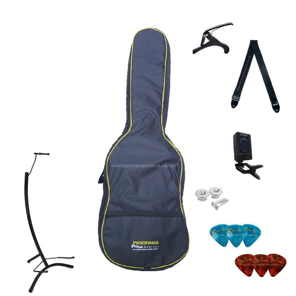 Kit Acessórios Para Violão 3/4 Acústico Luxo Kit C/7 Itens
