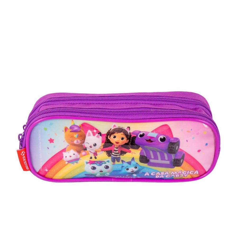 Estojo Gabby Rainbows 2 Compartimentos Colorido Sestini