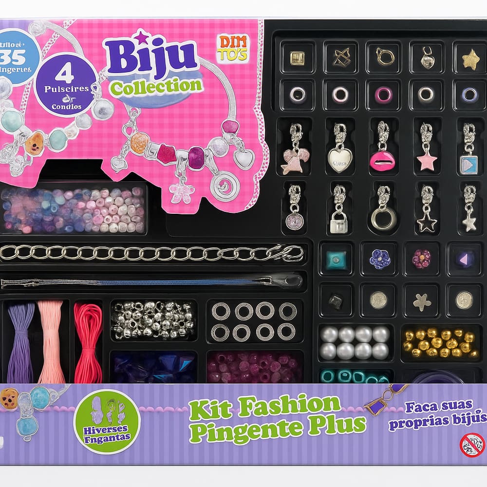 Kit Pingentes Biju Fashion Plus Pulseira Menina Moda