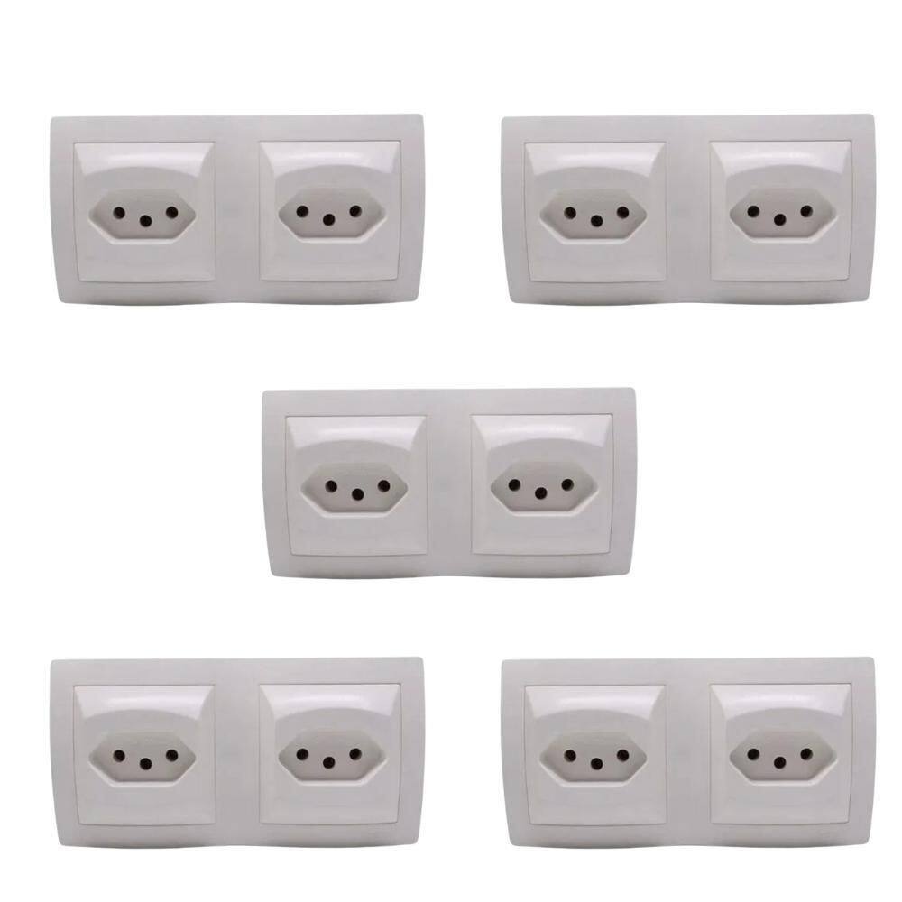 Kit 5 Conjuntos 2 Tomadas 10A Pial Sistema X 675062