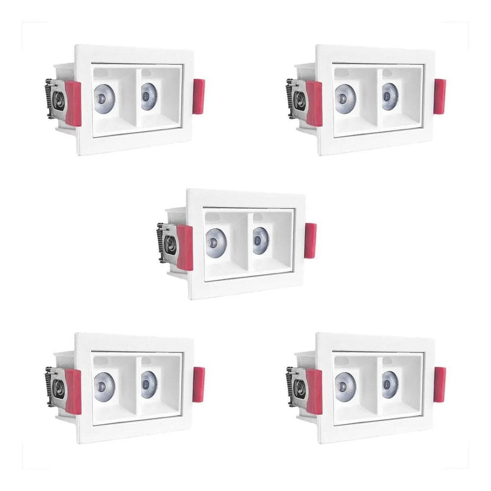 5 Mini Spot Led Downlight Duplo Embutido 3000K Branco Bet57