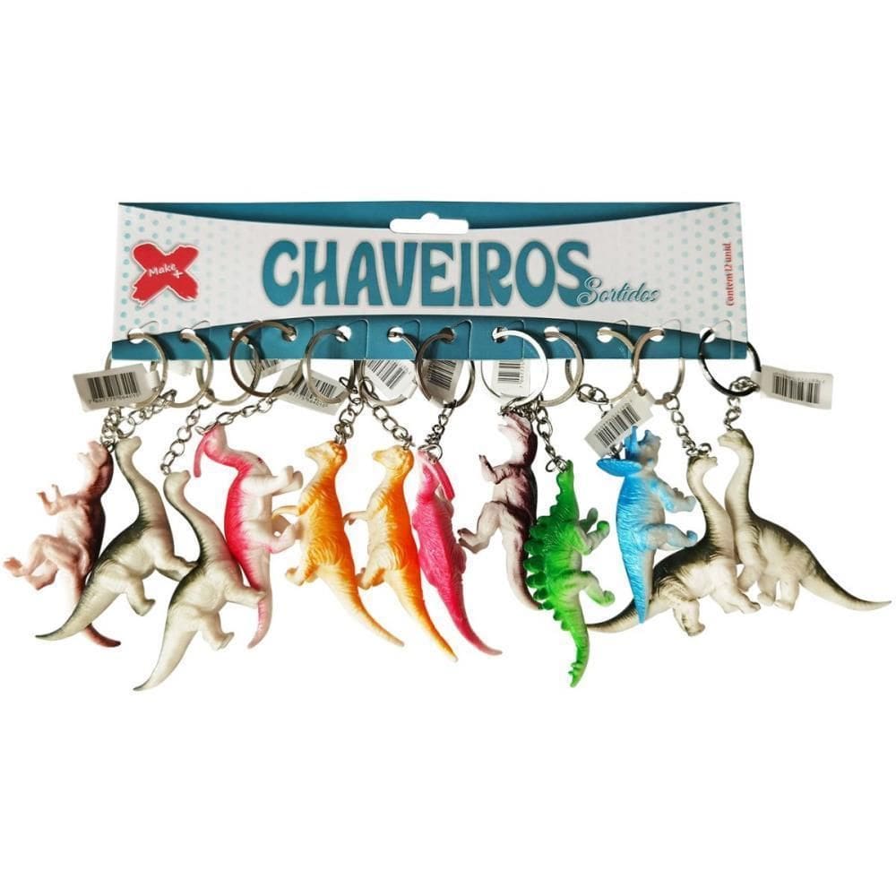 Chaveiro Dinossauro 8Cm 12 Unid - Make+