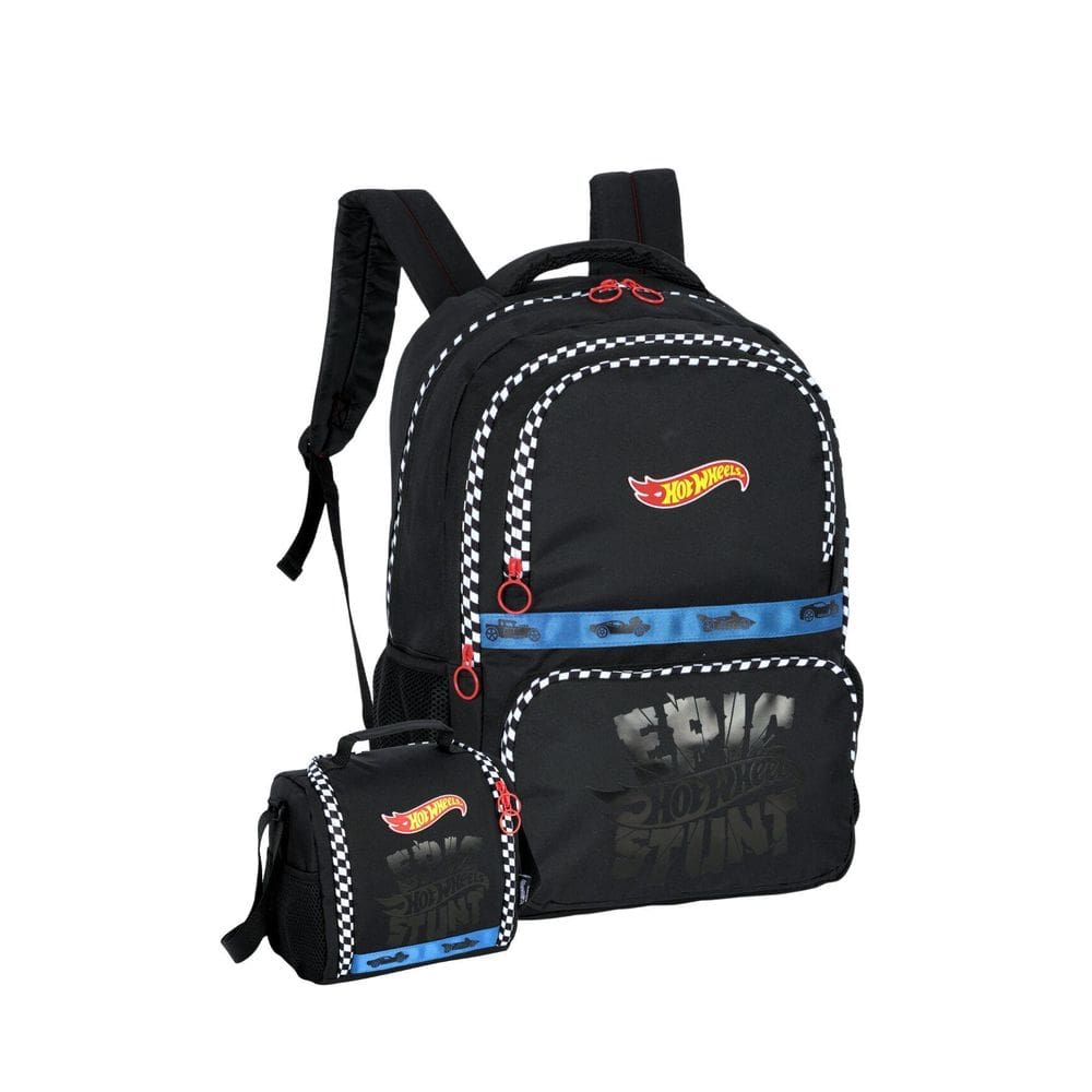 Kit Mochila Costas + Lancheira Térmica Hot Wheels - Preto