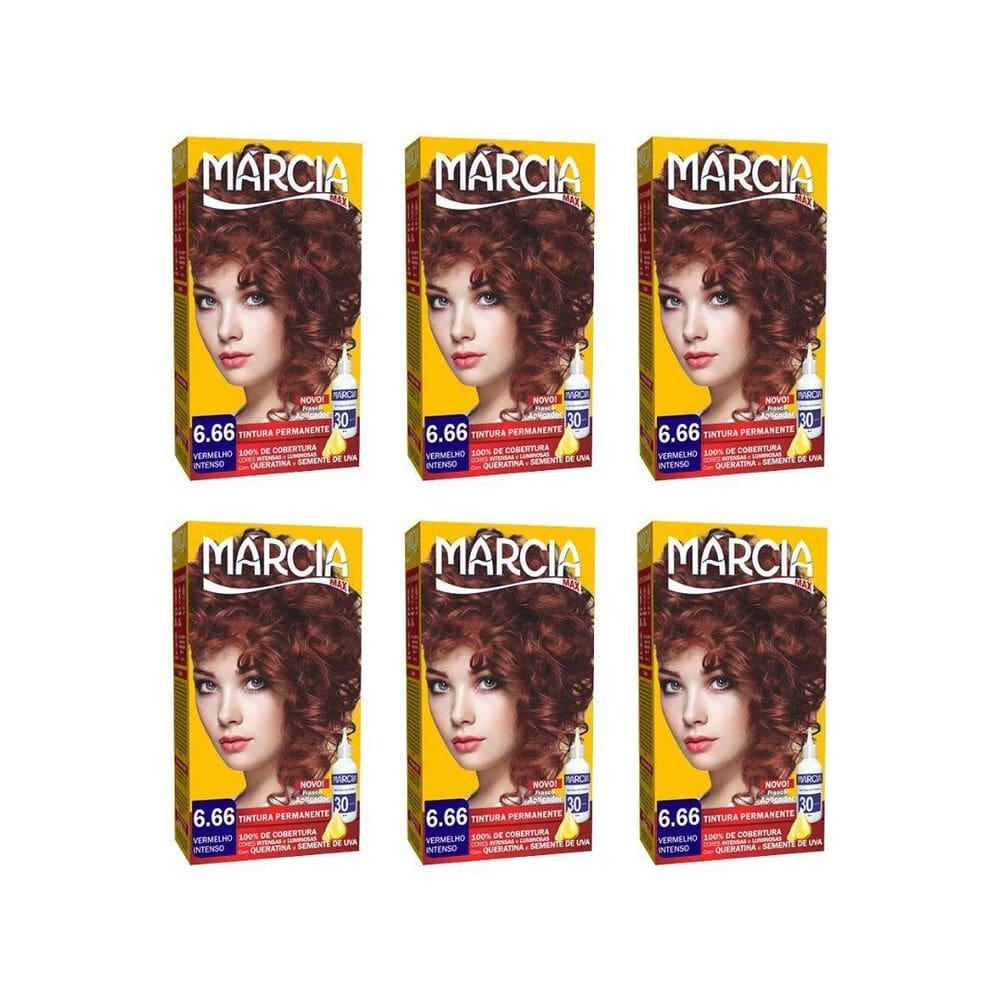 Coloração Marcia Liquida 6.66 Vermelho Intenso - Kit C/6Un