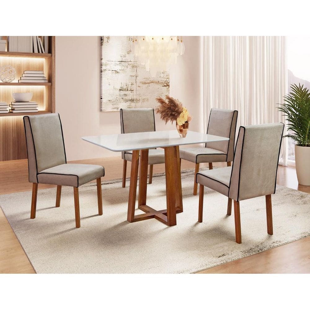 Sala de Jantar Madeira 160x80 4 Cadeiras Pedro Art Salas