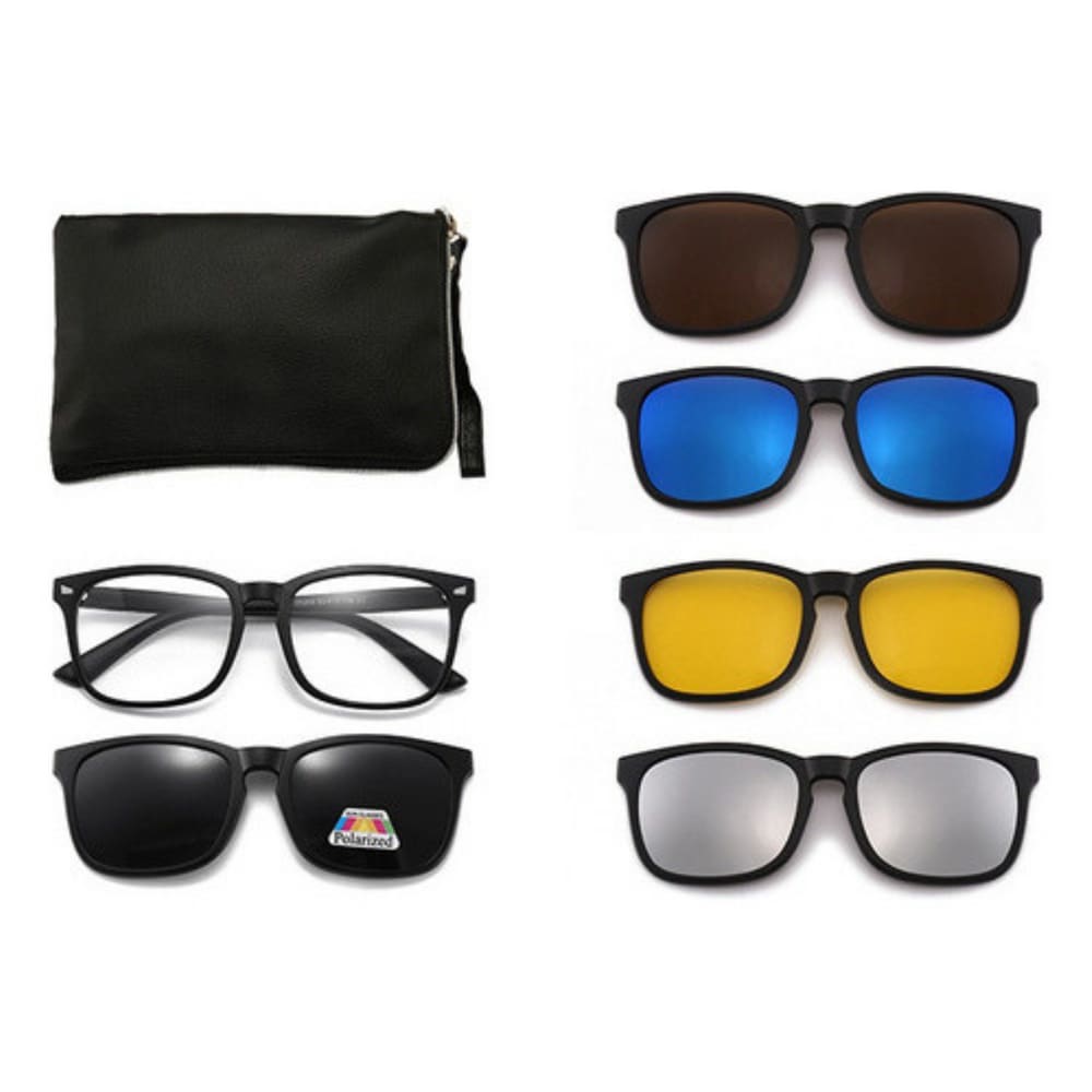 Armação de Óculos + 5 Lentes Clip On de Sol Mod 2325a Polarizado