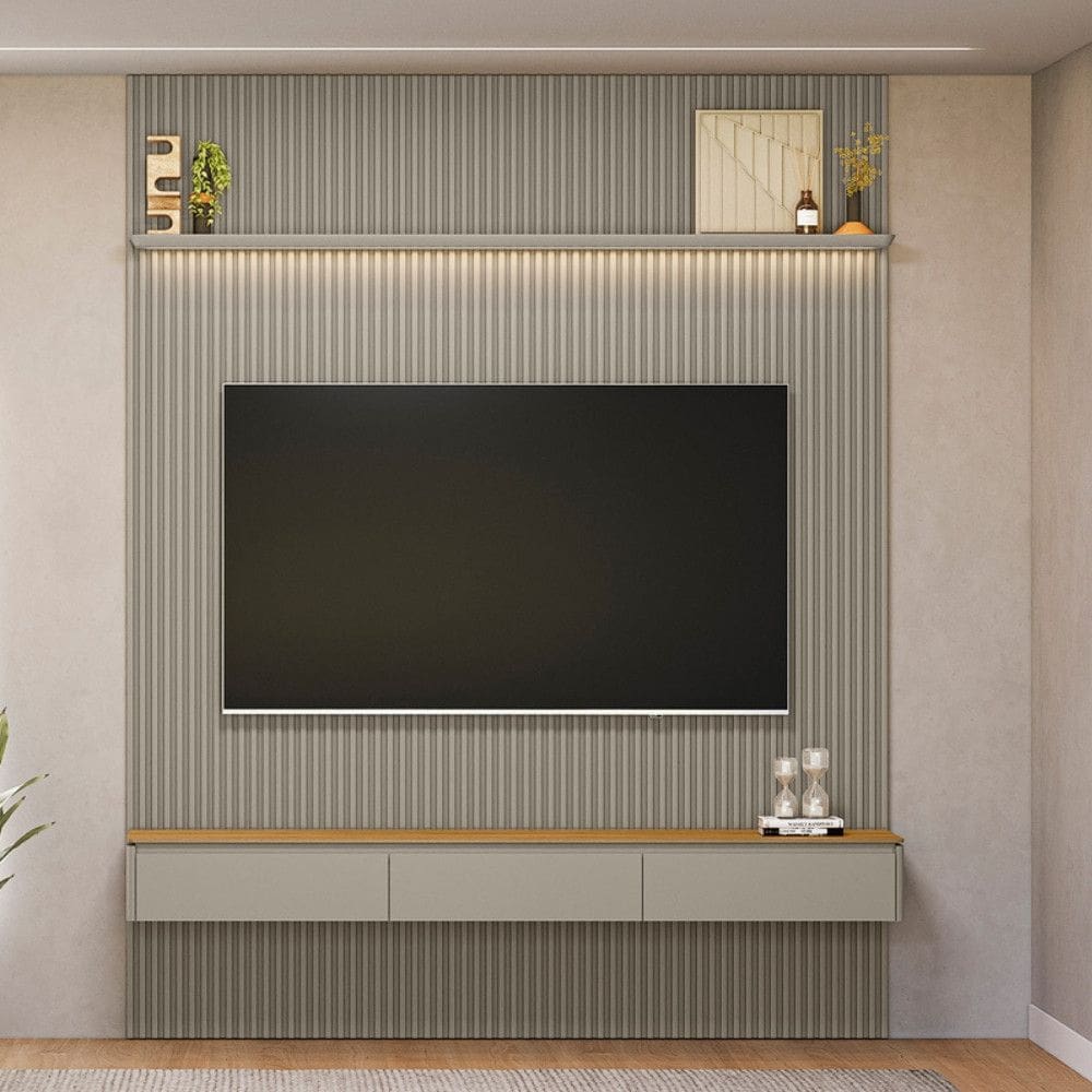 Painel Ripado para TV até 85 Polegadas com LED 3 Portas Modular 2.2 Linea Brasil
