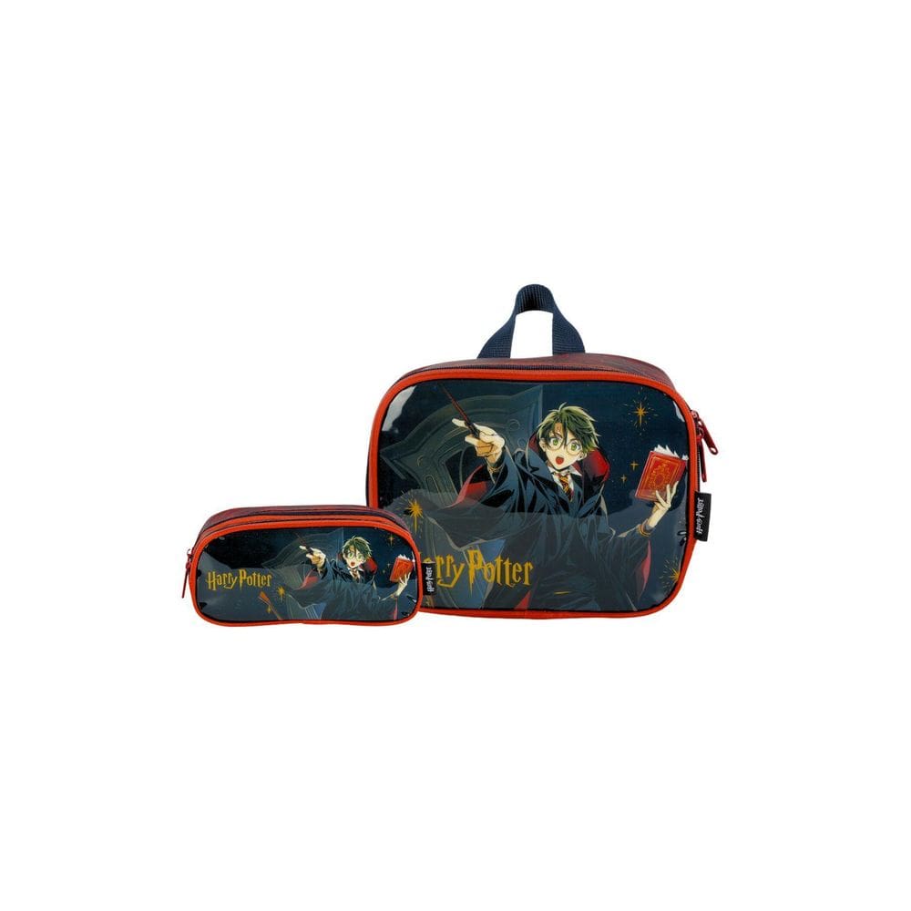 Kit Escolar Lancheira+Estojo Duplo Harry Potter - Vermelho