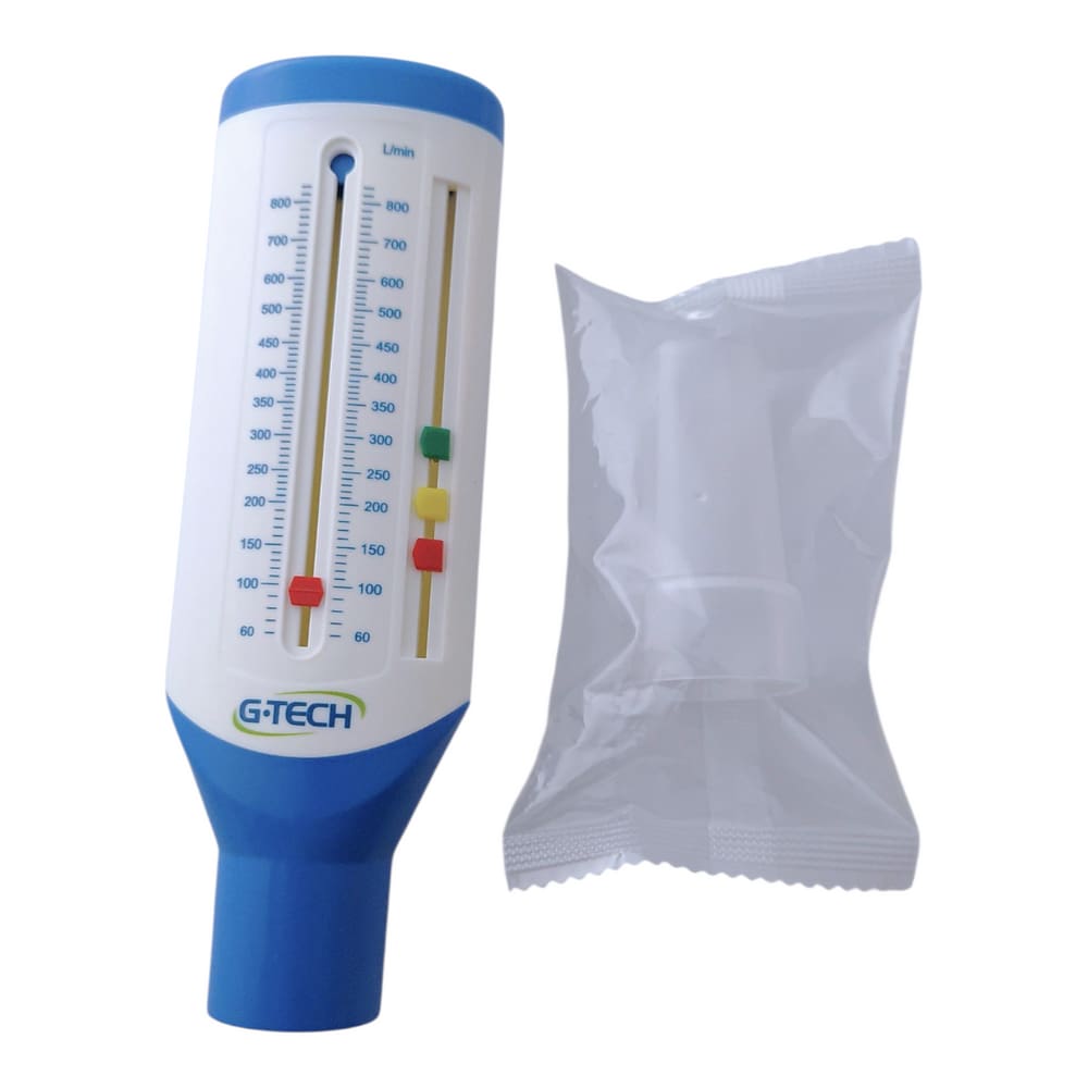 Kit Medidor de Pico Fluxo Expiratório 10Und Bocal Descartável Asma G-tech