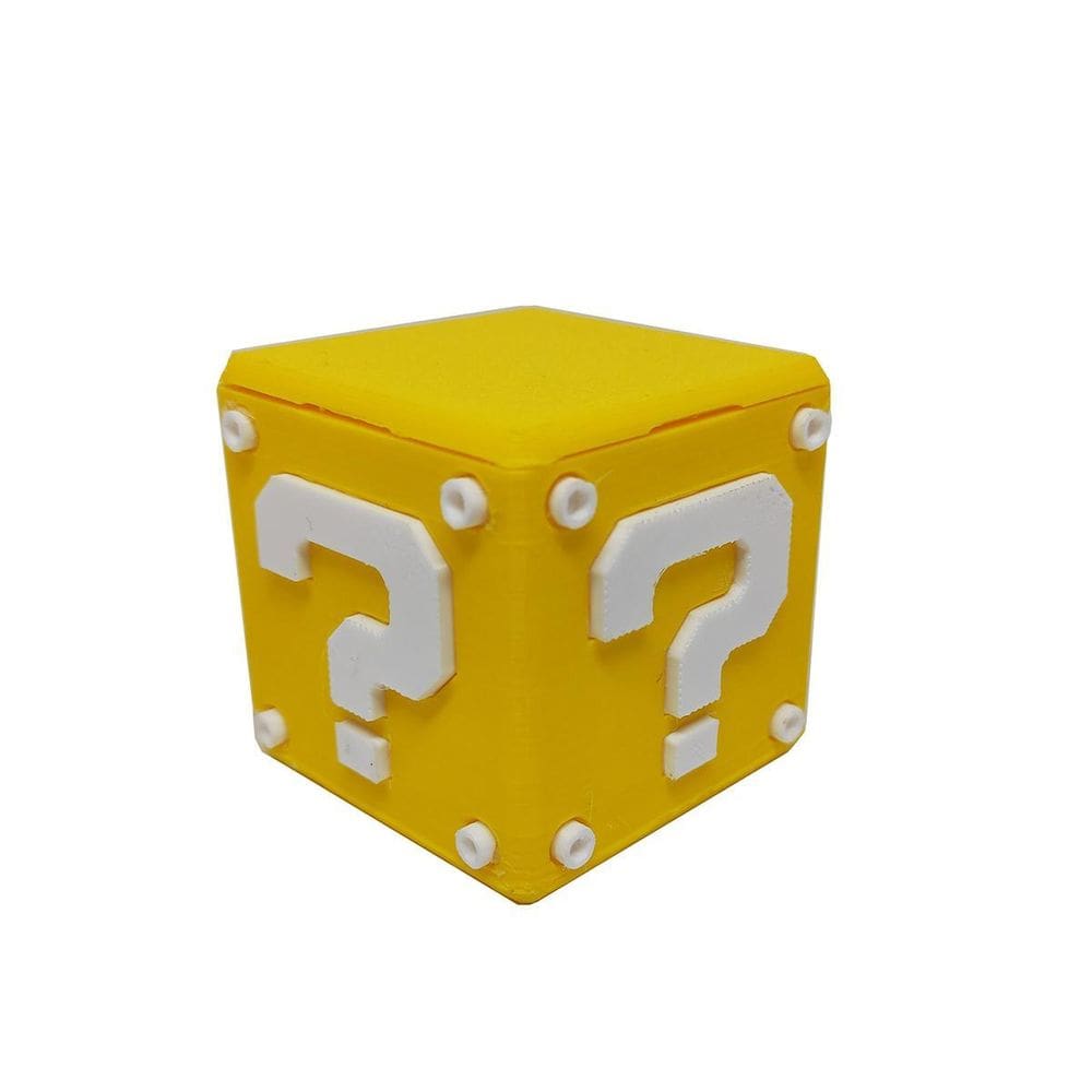 Cubo Interrogação Porta Objetos Tampa 5 Cm 3D Mario Gamer