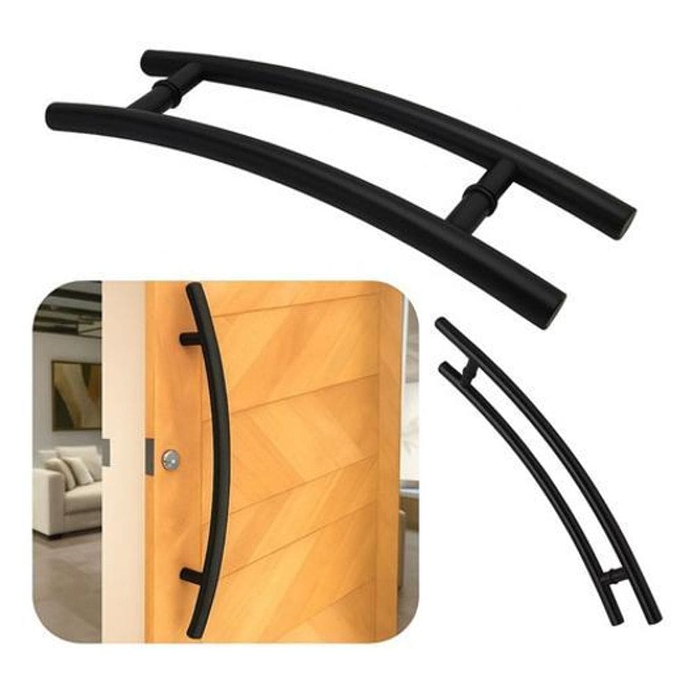 Puxador Tubular Curvo Inox Preto Porta Vidro Belíssima 30Cm