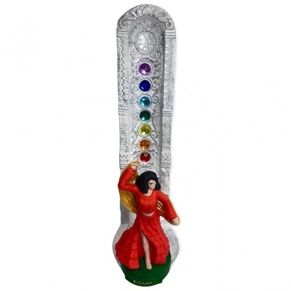 Incensário 7 Chakras Branco Cigano 22Cm Resina-Selecione Cor