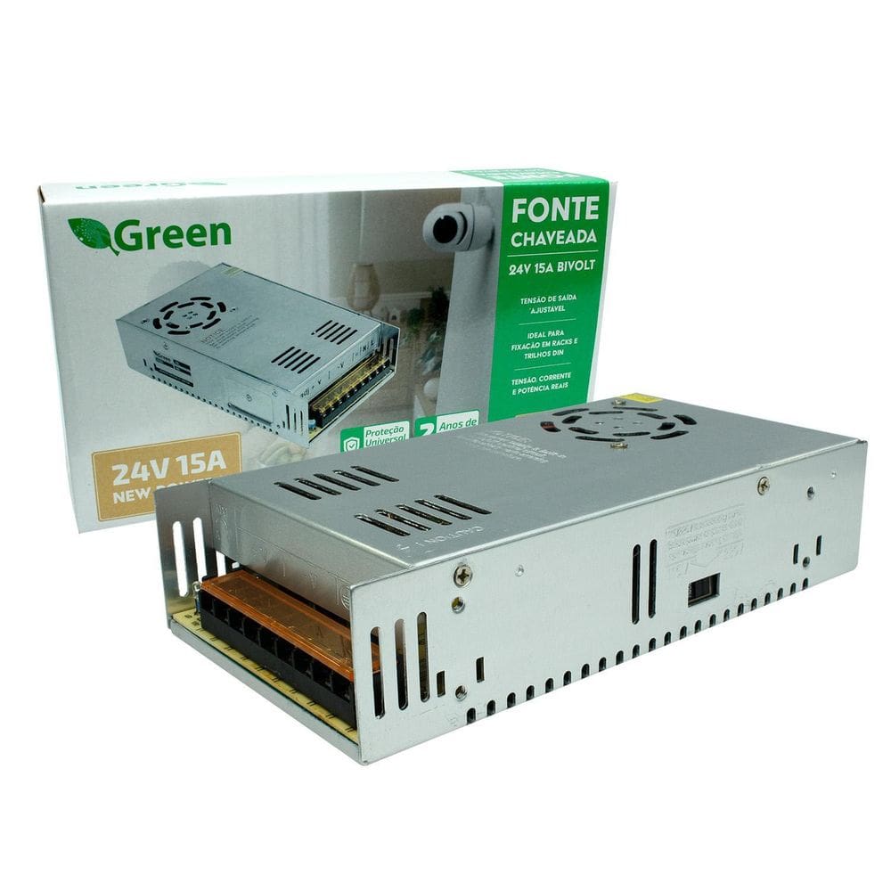 Fonte Chaveada Metal 24V 15A 85V A 264V Ac 360W Com Trimpot
