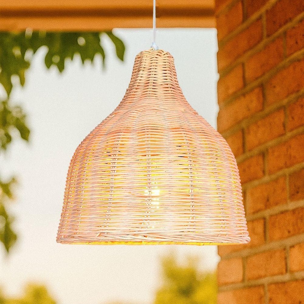 Pendente De Fibra Natural Em Rattan Vime E27 Bancada Nat13