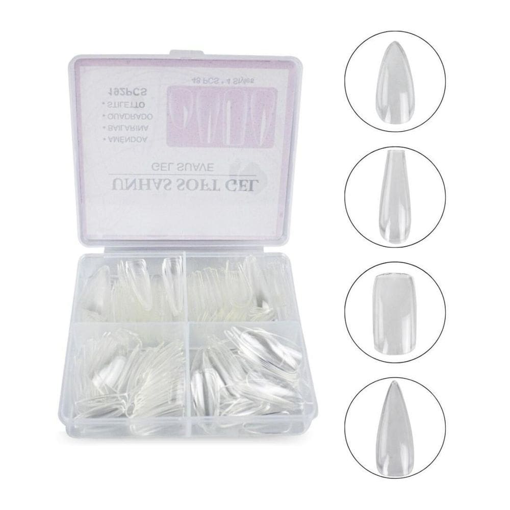 Kit 192 Unhas Postiças Almond Bailarina Quadrada Stiletto