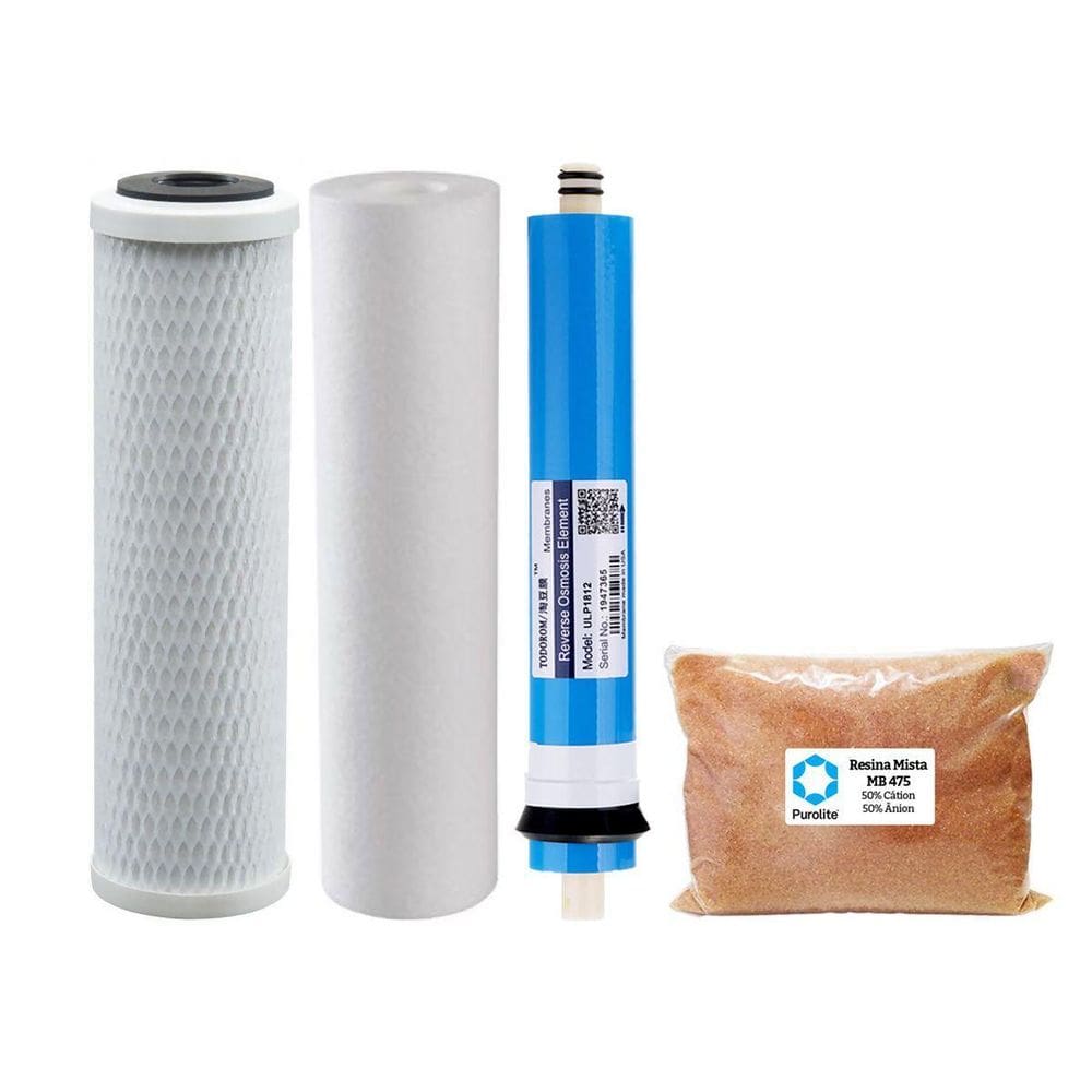 Kit Refil Deionizador Osmose Membrana 150Gpd Resina Mb475