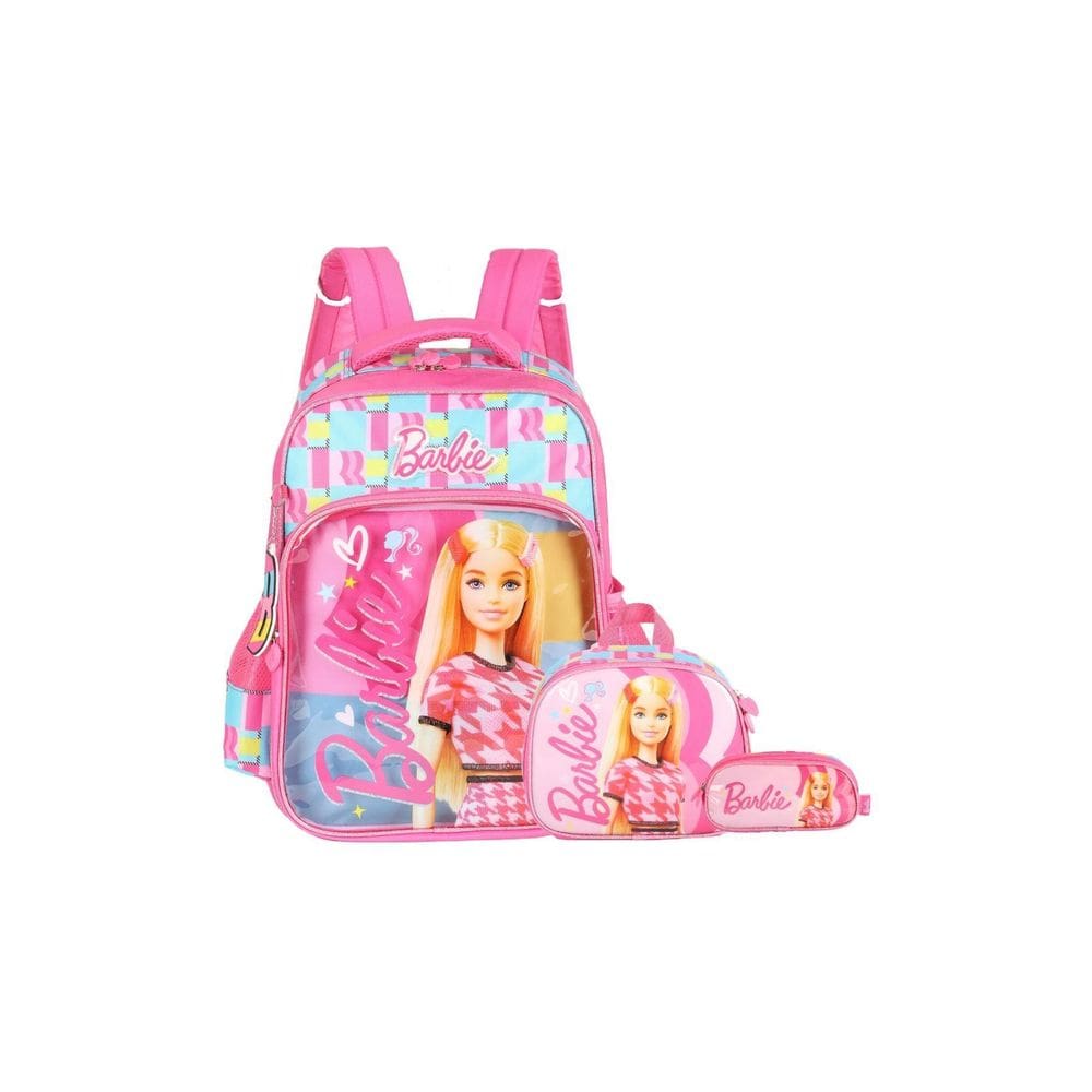 Kit Escolar Mochila Costas+Lancheira+Estojo Barbie - Pink