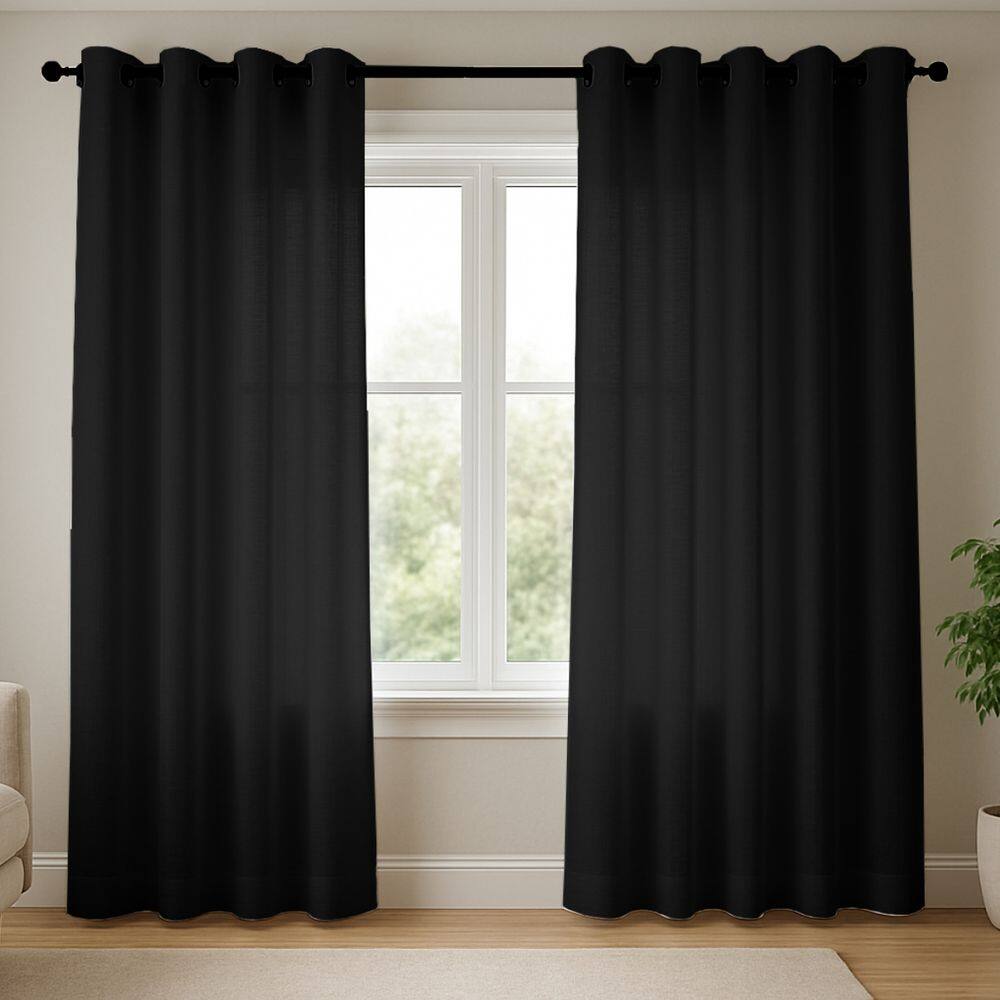 Cortina Premium Sala Quarto Tecido Rustico 2,00x1,80 Preto
