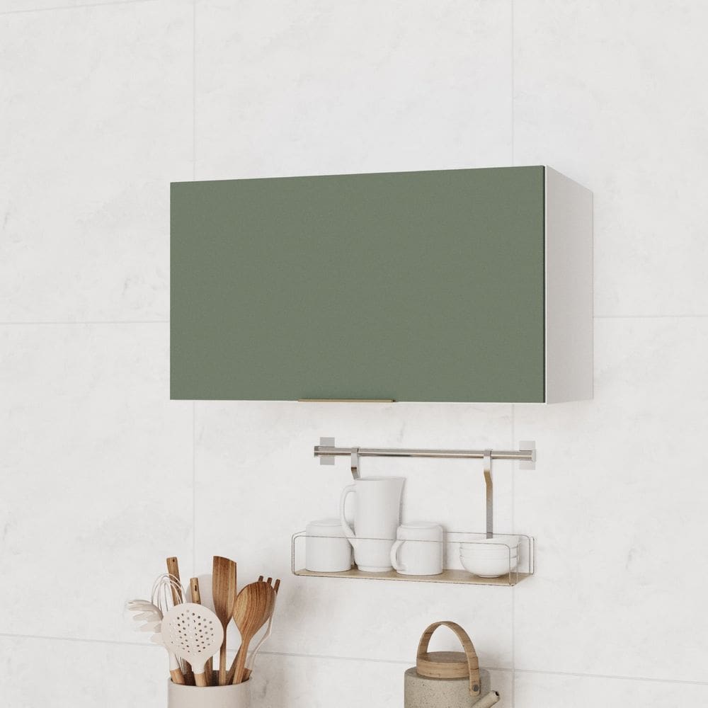 Armário Aéreo 1 Porta Basculante 60cm Ipanema Cabecasa Madeiramadeira Verde Folha/Branco