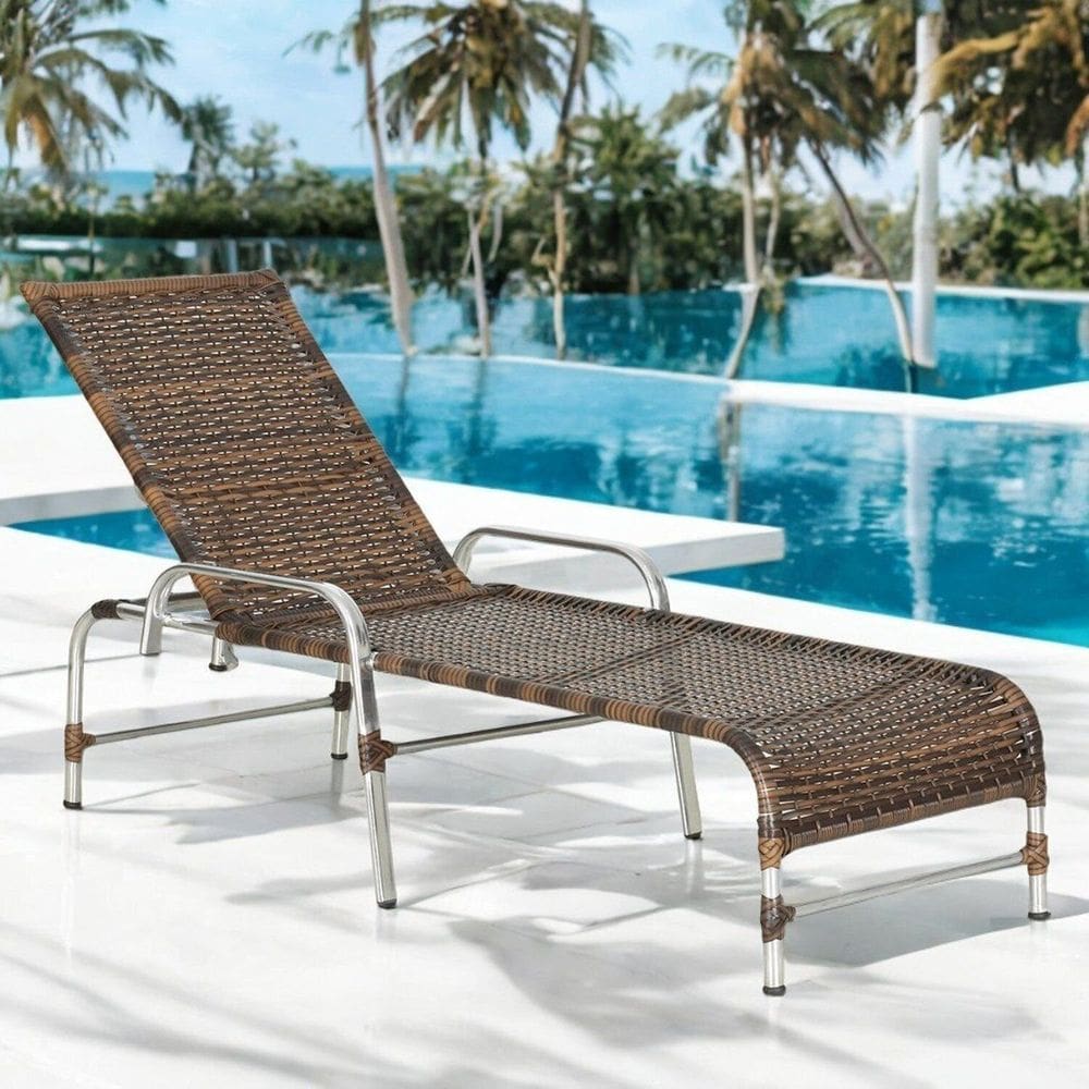 Espreguiçadeira Regulável em Alumínio para Piscina e Jardim Catar Argila