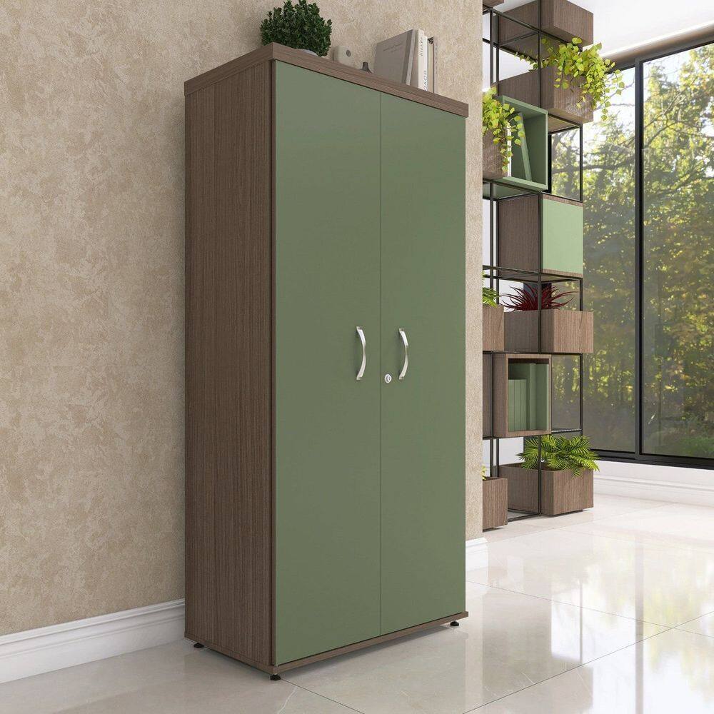 Armário Alto 2 Portas Pivotante 79,2cm X 161,1cm Walnut/Salvia
