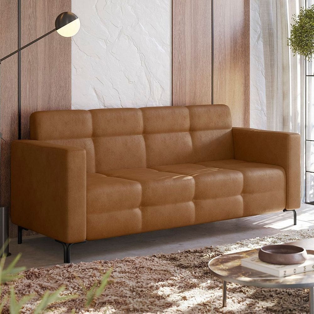 Sofá 3 Lugares 200cm Belize Espresso Móveis Caramelo