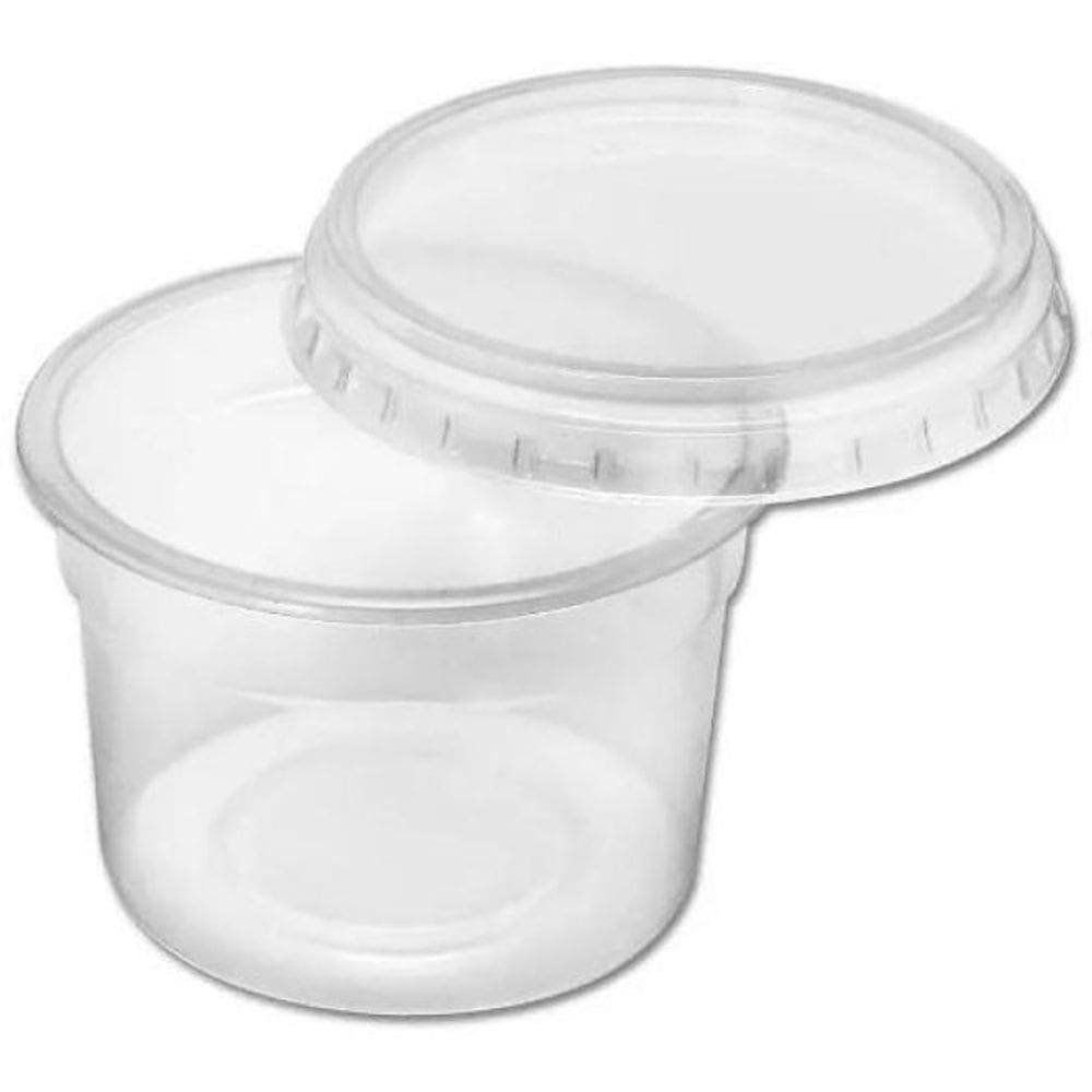 Pote redondo 250ml - transparente, plástico não tóxico