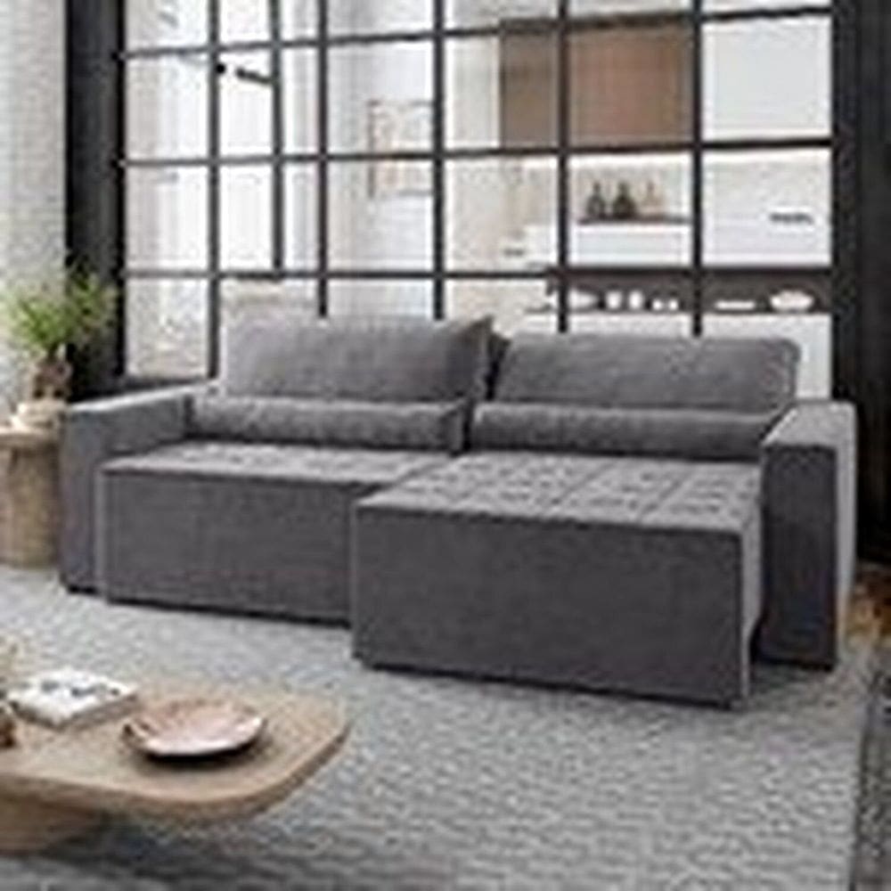 Sofá Cama Retrátil e Reclinável 4 Lugares Nepal Cinza